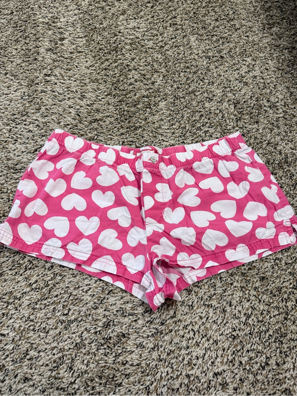 aerie Hot Pink Shorts with White Heart Print
